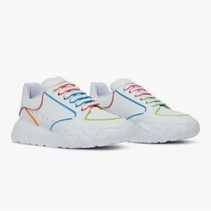 Alexander McQueen White Sneakers with Multicolor Accents